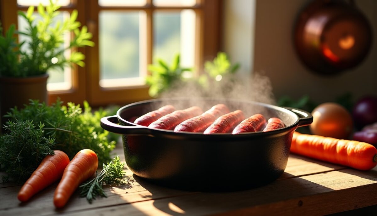 Diots mijotés au vin rouge : la recette traditionnelle, savoureuse et facile à réussir