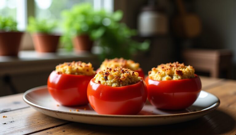 Tomates farcies et riz gratiné au four : une recette simple et pleine de saveurs